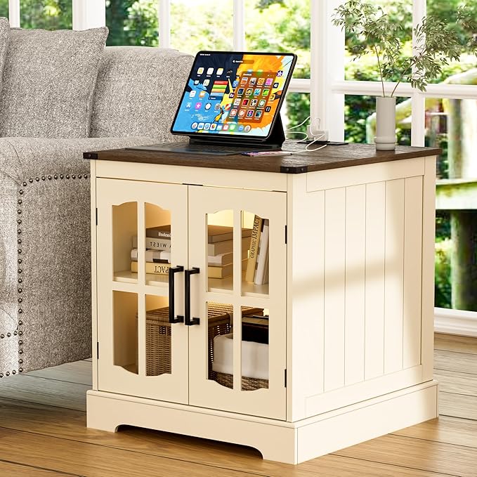 ChooChoo Farmhouse End Table Set of 2, Nightstand - Image 2