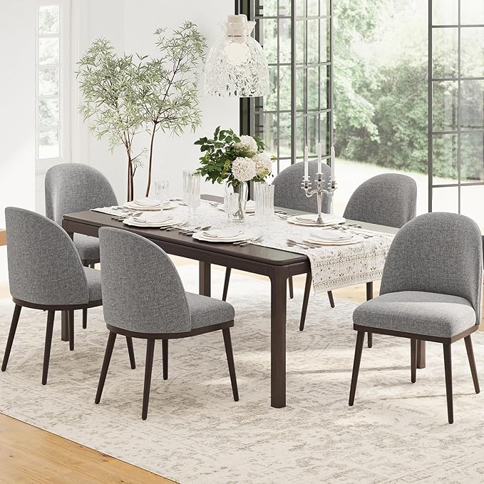 COLAMY Upholstered Dining Chairs Set of 6, Large Dining Room Kitchen Chairs by COLAMYINC