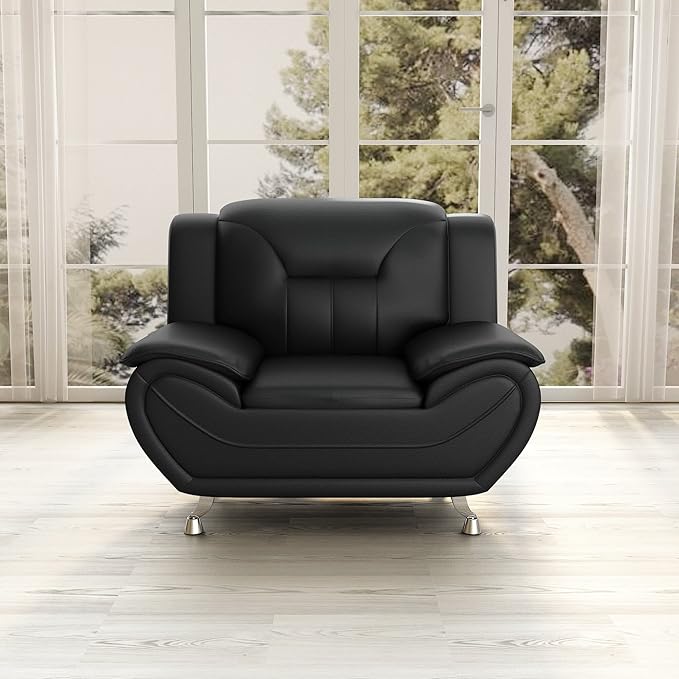 Container Furniture Direct Michael Modern Faux Leather Upholstered Stainless - Image 9