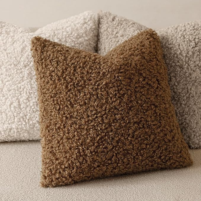Foindtower 2 Pieces 26x26 Inch Dark Bronze, Faux Fur Throw Pillow Cover Accent - Image 4