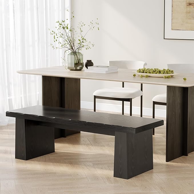 LITTLE TREE 47-Inch Wooden Entryway Bench, Farmhouse Dining Bench by LITTLETREE
