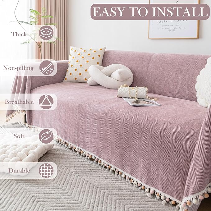 HANDONTIME Boho Chenille Sofa Cover - Image 3