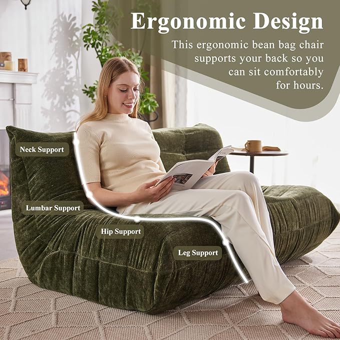 Bean Bag Chair, Loveseat Fireside Chair Large Bean Bag Sofa - Image 6