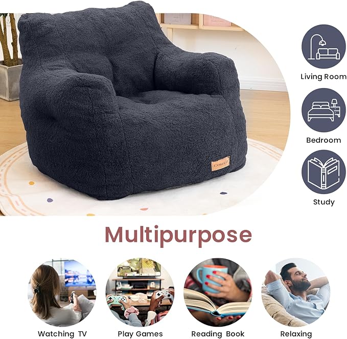 Bean Bag Chair with Filler, Bean Bag Sofa with Tufted Soft Stuffed Filling - Image 7