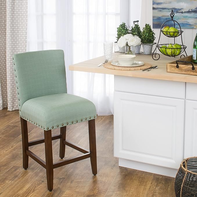 Homepop Home Decor | Backless Nailhead Trim Counter Height Bar Stools | 24 Inch - Image 2