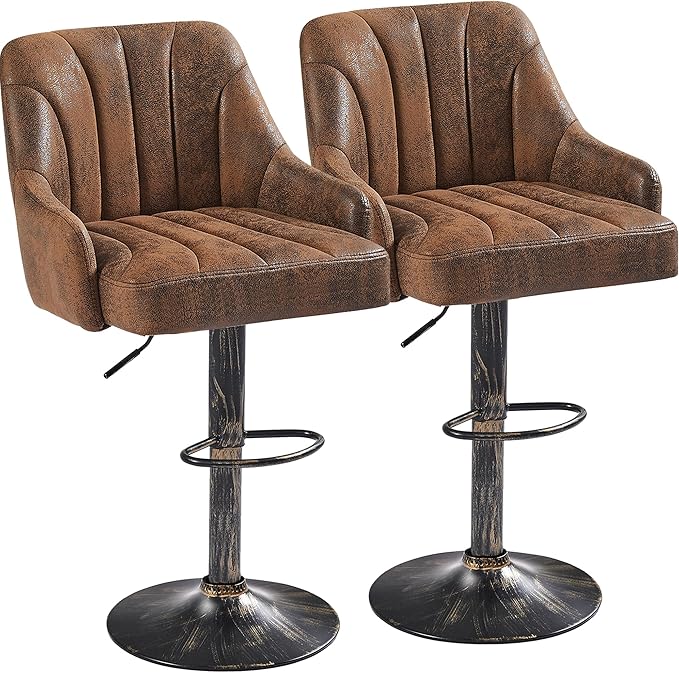 VECELO Bar Stools Set of 2, Adjustable Counter Height Barstools by VECELO