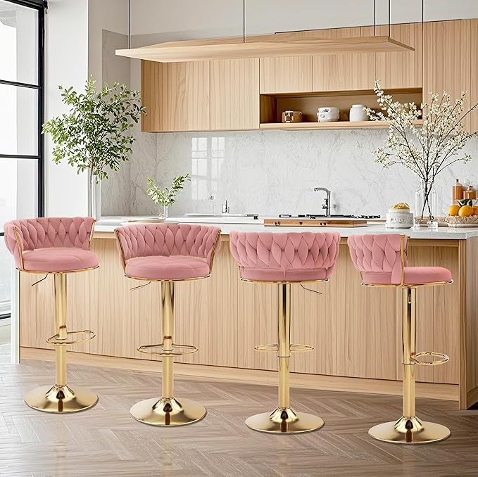 VECELO Bar Stools Set of 4, Adjustable Counter Height Barstools - Image 7
