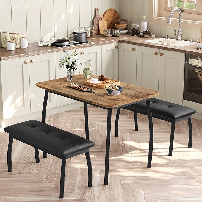 3 Piece Farmhouse Dining Table Set - Image 2