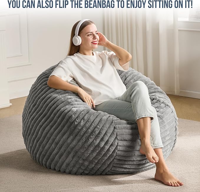 Hobestluk 3ft Bean Bag Chairs for Adults Large Beanbag Chair - Image 3