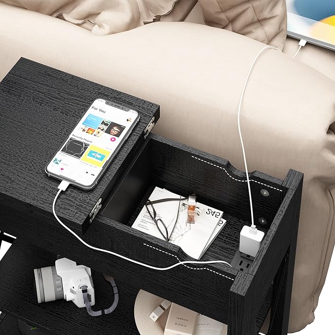 Narrow End Table with Charging Station - Image 7