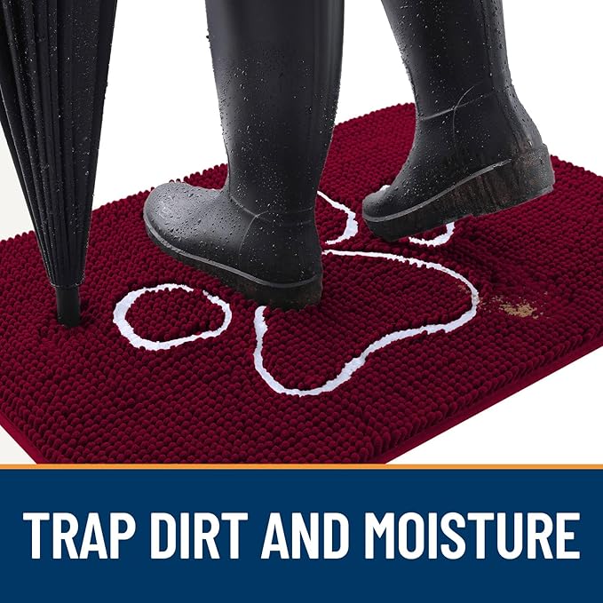 OLANLY Door Mat for Muddy Dog Paws 48x30, Ultra Absorbent Chenille Mud Doormat - Image 2