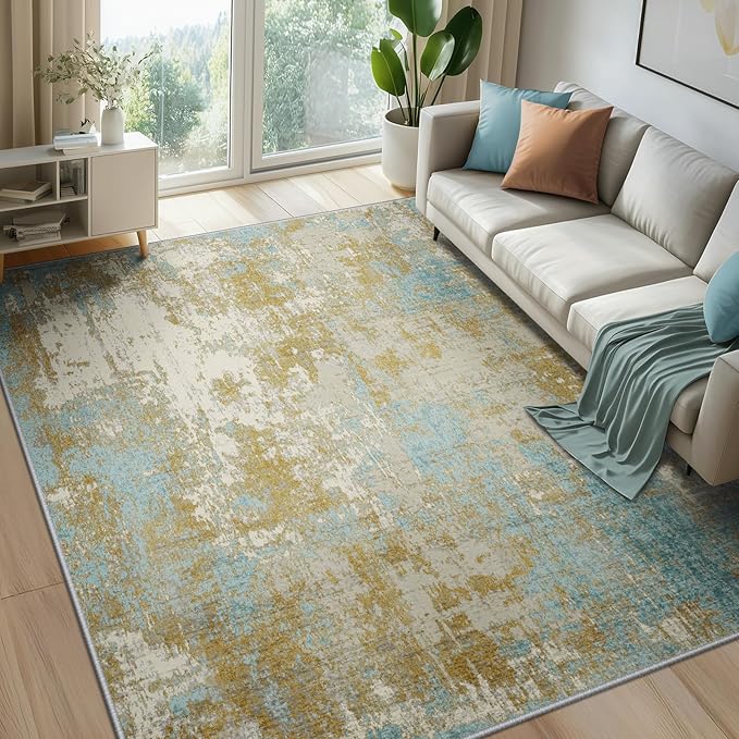 Washable Area Rugs 6'x9' Non-Slip Modern Abstract Soft - Image 2
