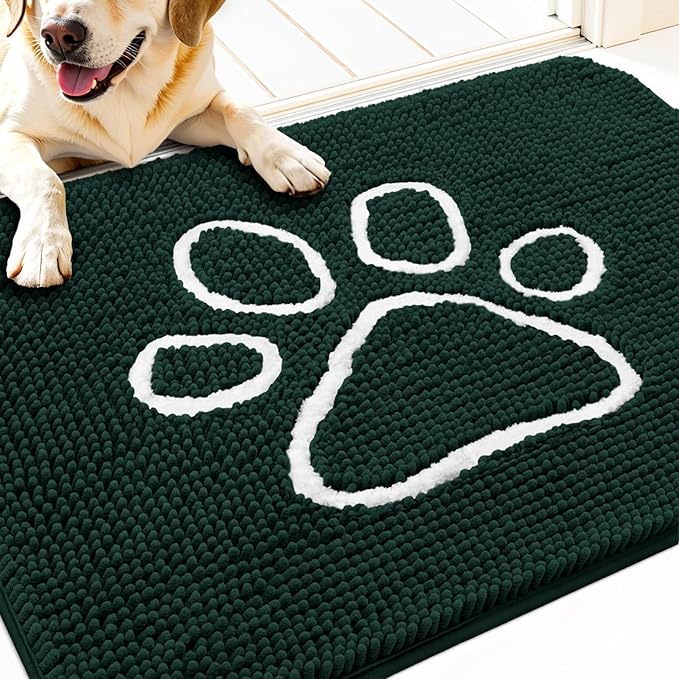 OLANLY Door Mat for Muddy Dog Paws 30x20, Absorbent Chenille Mud Doormat by OLANLY
