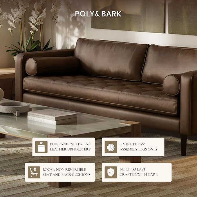 POLY & BARK Napa Furniture, 88.5 inches, Cocoa Brown - Image 5