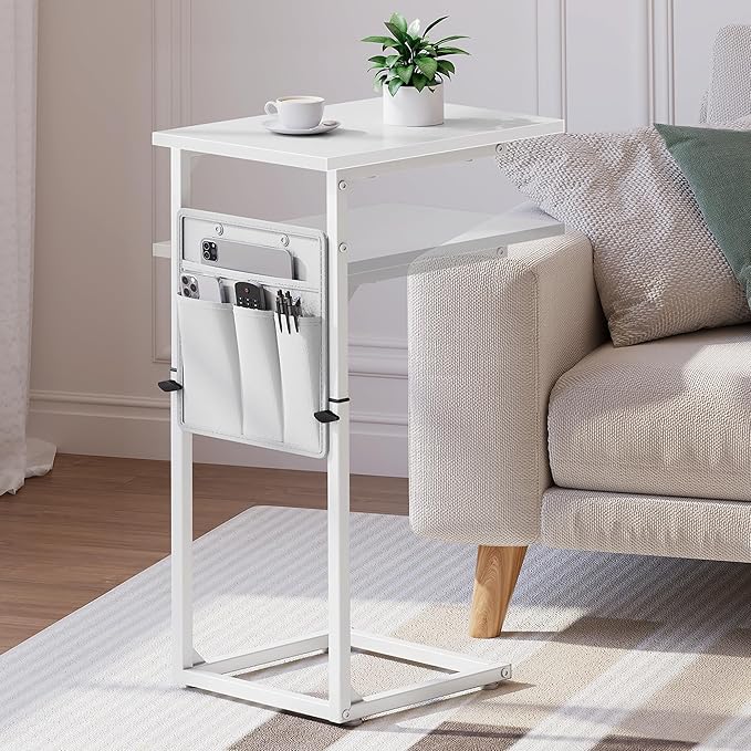 Vagusicc C Shaped End Table, Adjustable Height Recliner Table Small Couch Side by Vagusicc