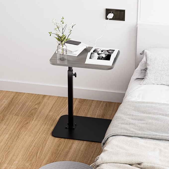 Side Table Sofa Tray for Couch Heavy Metal Base Swivel/Adjustable Height - Image 2