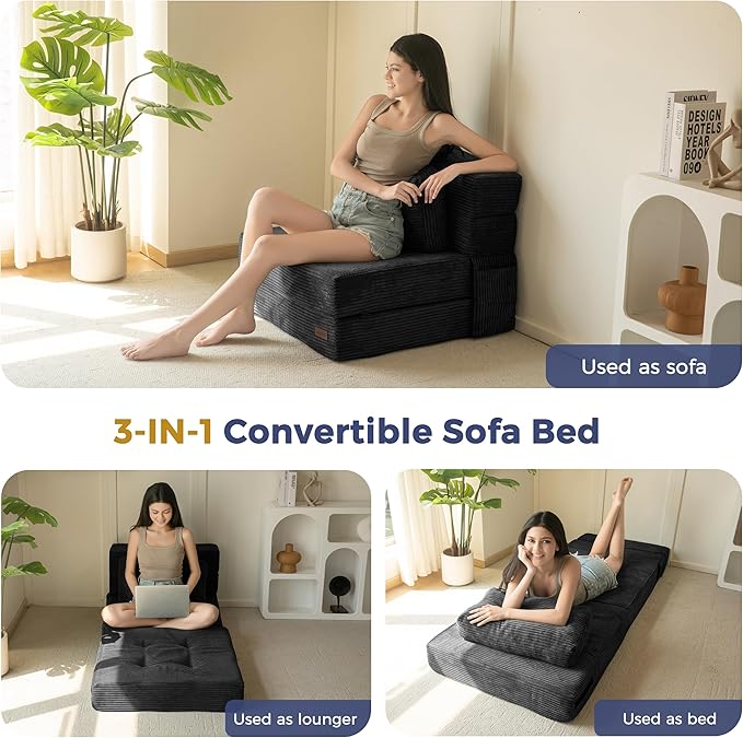 MAXYOYO Convertible Sofa Bed, Fold Out Single Sleeper Sofa - Image 3