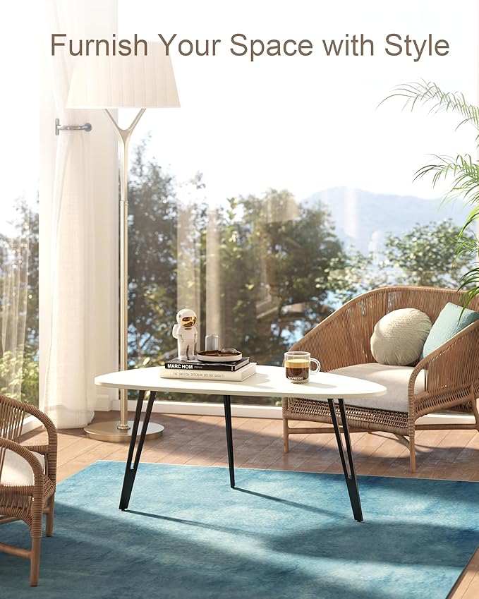 Manora Small Oval Coffee Table White, Modern Coffee Tables - Image 4