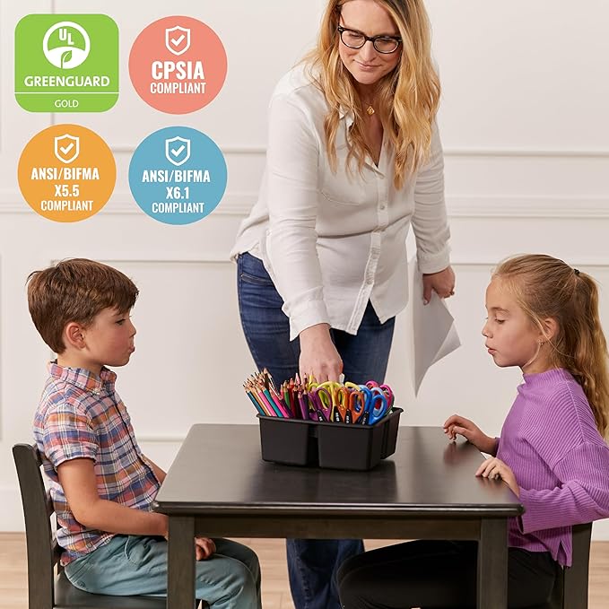ECR4Kids 24in x 36in Rectangular Hardwood Table and Chair Set, 12in Seat Height - Image 6