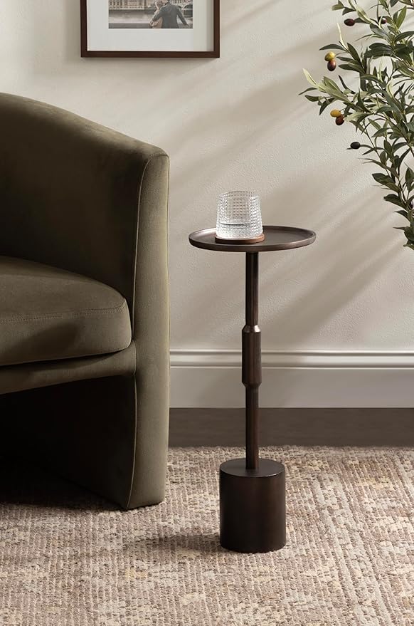 Kate and Laurel Truxton Modern Round Metal Drink Table, Transitional Cast - Image 2