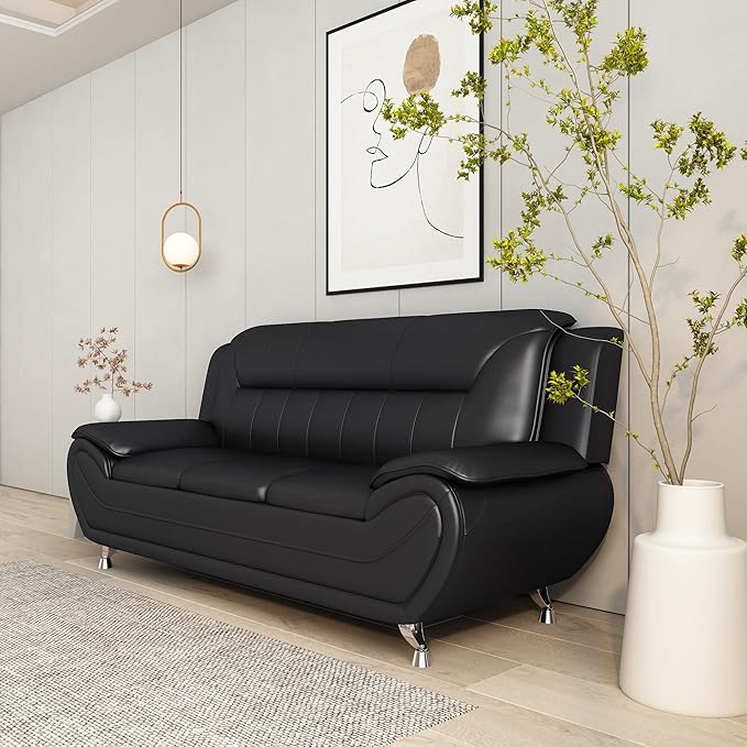 Container Furniture Direct Michael Modern Faux Leather Upholstered Stainless - Image 14