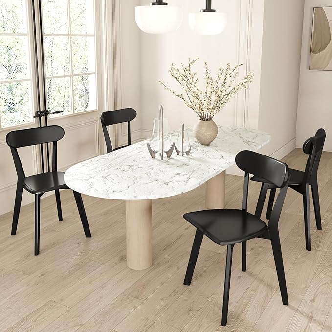DELAVIN Oak Wood Dining Chairs Set of 4, Mid Century Modern Kitchen Chairs - Image 2