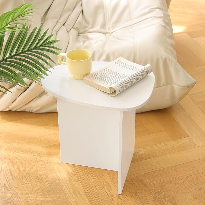 AWASEN White Side Table, Small Triangle End Table Living Room, Modern Accent - Image 2