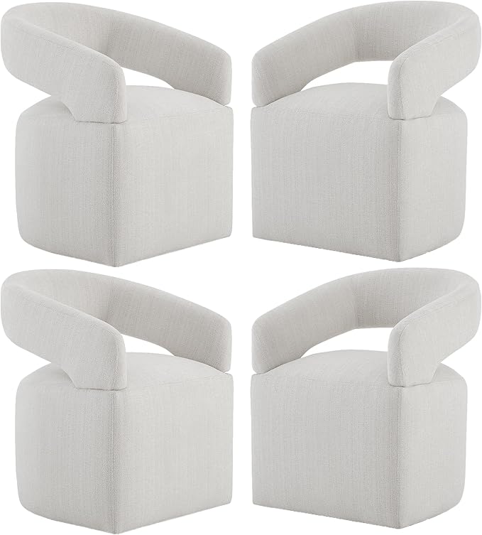 Upholstered Dining Chairs with Casters Modern Barrel Side Armchair with Rollers by Kislot
