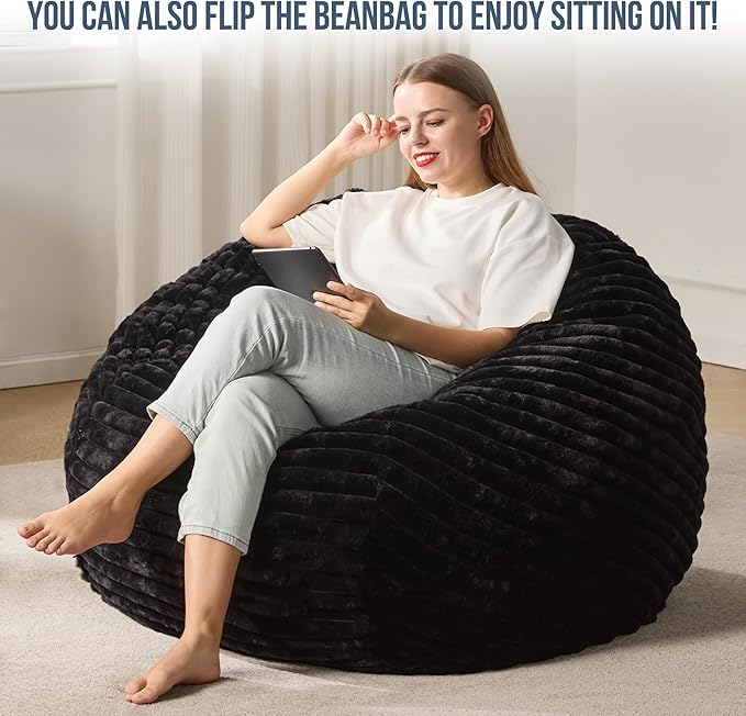 Hobestluk 4ft Bean Bag Chairs for Adults Large Beanbag Chair - Image 3