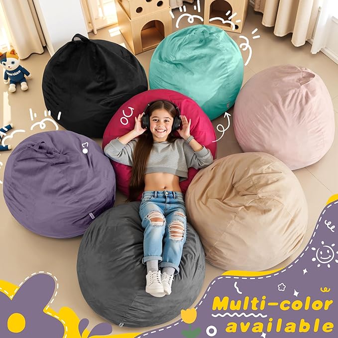 HABUTWAY 2FT Bean Bag Chair, Teardrop Bean Bag Chair Luxurious Velvet Ultra - Image 7