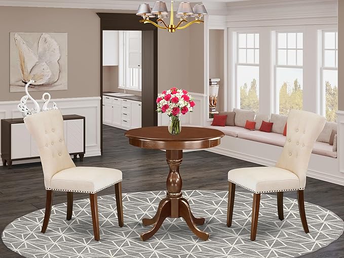 East West Furniture ESGA3-MAH-32 3 Piece Dining Table Set - Image 2