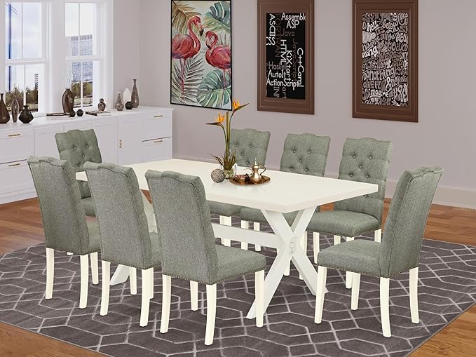 East West Furniture X027EL207-9 9 Piece Kitchen Table & Chairs Set Includes a - Image 2