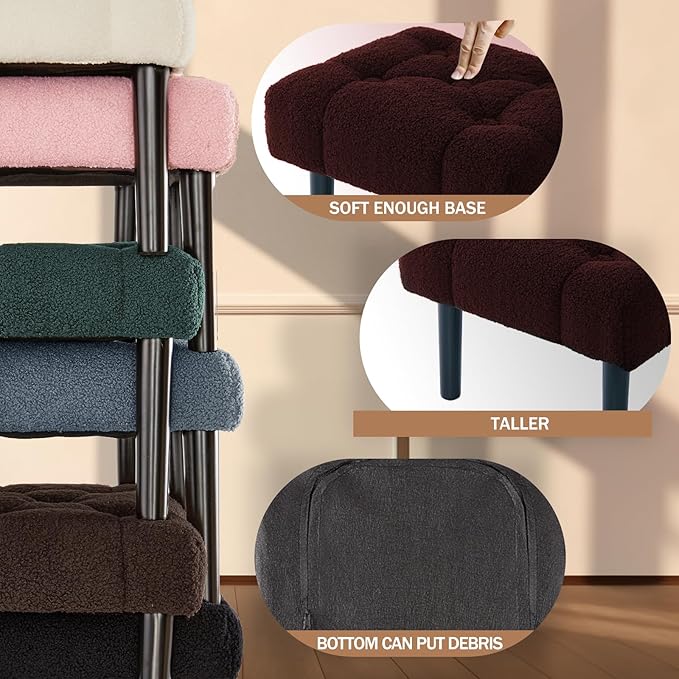 HOUCHICS Fur Padded Foot Stool, Small Ottoman Foot Rest - Image 4
