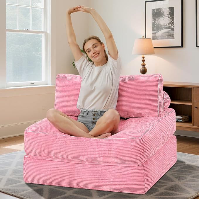 HABUTWAY Folding Sofa Bed, Convertible Sleeper Chair Bed w/Dual-Pillow & Handle - Image 3
