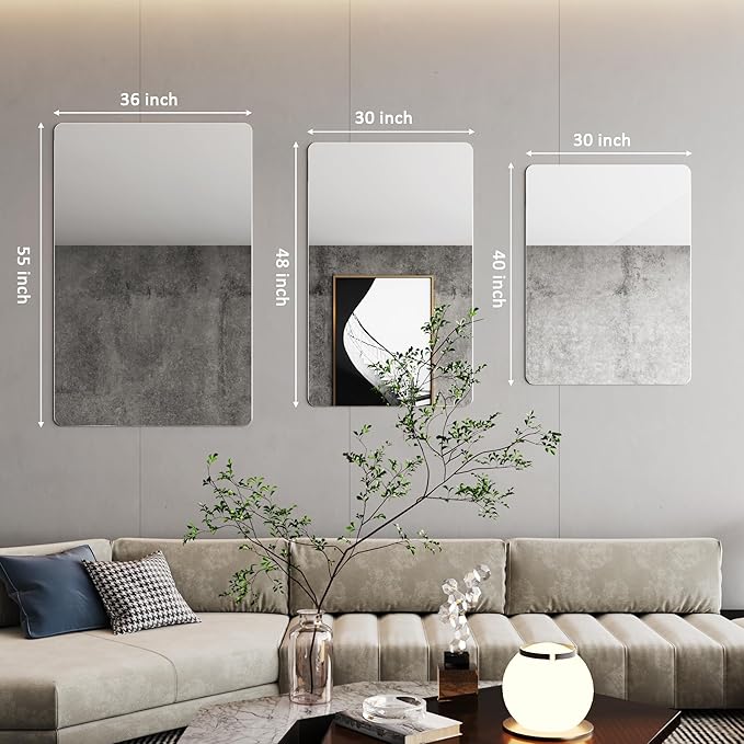 30x48 Bathroom Mirrors for Vanity, Wall Mirrors for Living Room, Frameless Wall - Image 2