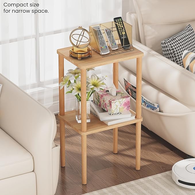 Solid Wood Side Table, 2-Tier Small End Table - Image 2