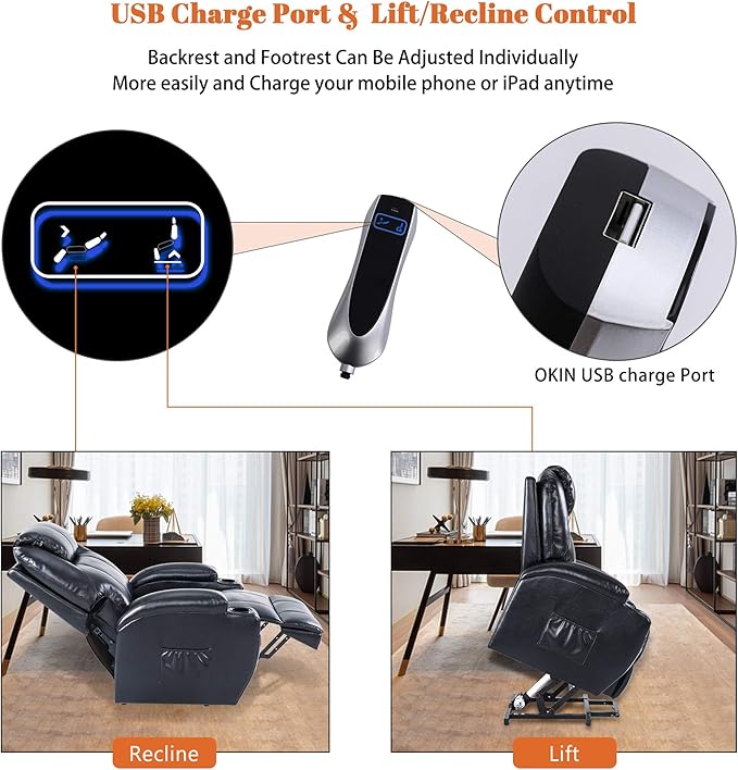 S*MAX Lift Chairs Recliners for Elderly Power Recliner Chairs Full Air Leather - Image 3