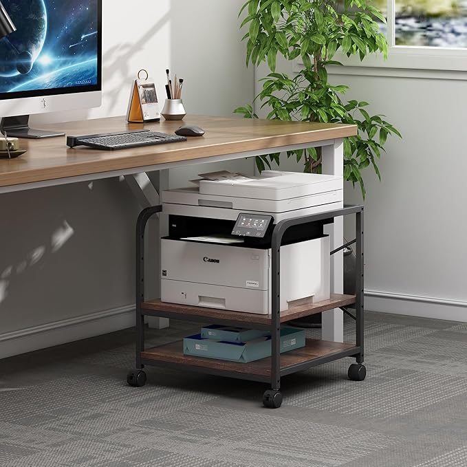 Under Desk Printer Stand, 20 Inches Deep Large Printer Table - Image 2