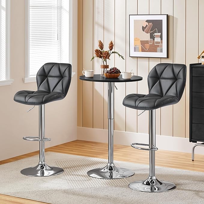 Yaheetech Bar Stools Set of 4, Adjustable PU Leather Swivel Barstools, Modern - Image 5