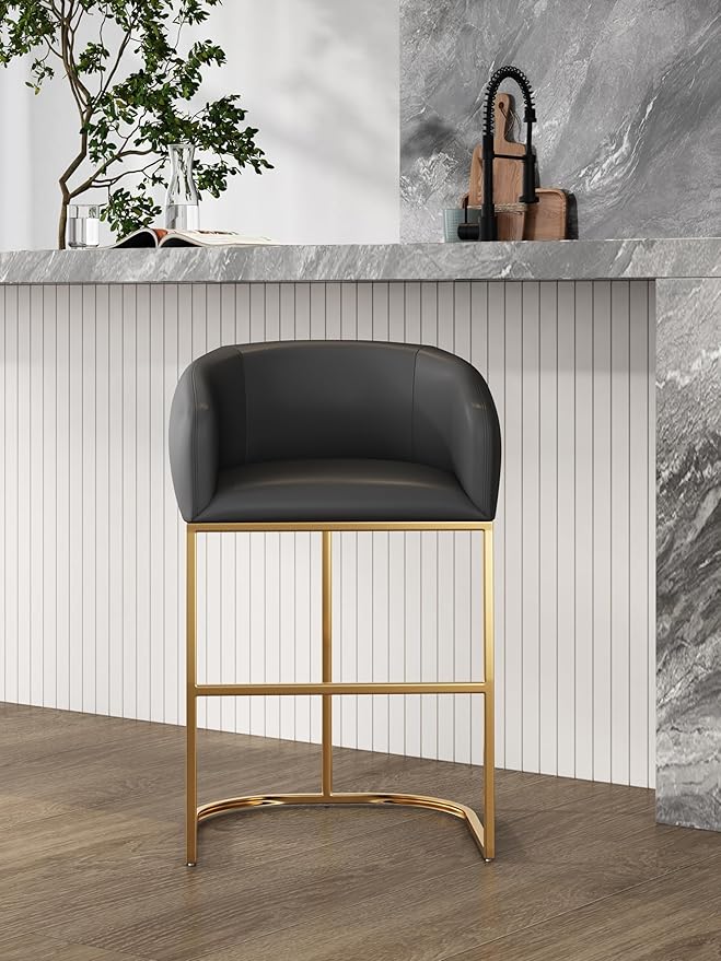 Manhattan Comfort Louvre 26 Inch Mid Century Modern Counter Height Bar Stools - Image 2