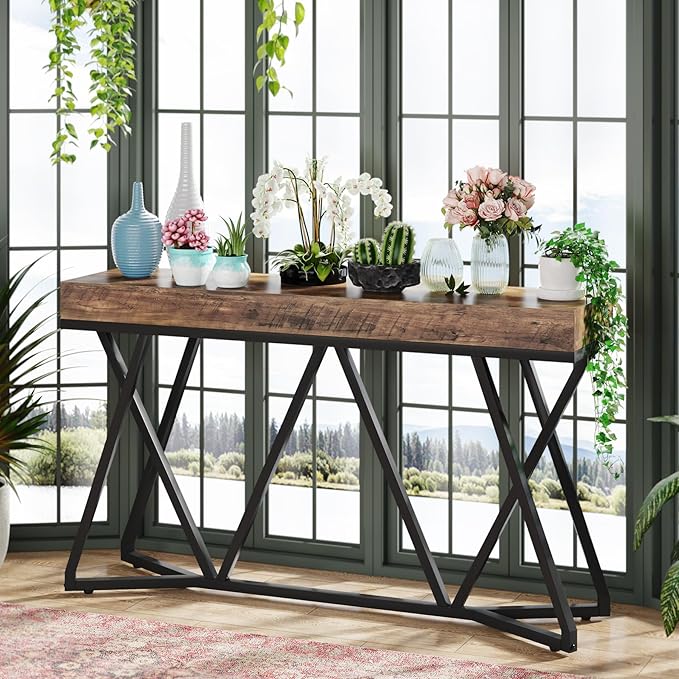 Tribesigns 55 Inch Console Table, Farmhouse Sofa Table Wood Entryway Table - Image 6