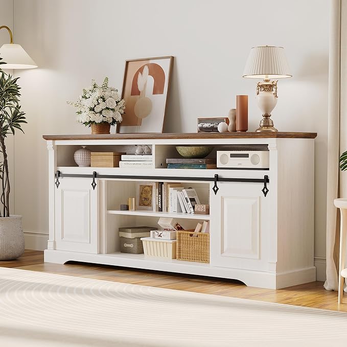 IRONCK Farmhouse TV Stand for 75+ Inch TV, Media Console for Living Room - Image 3