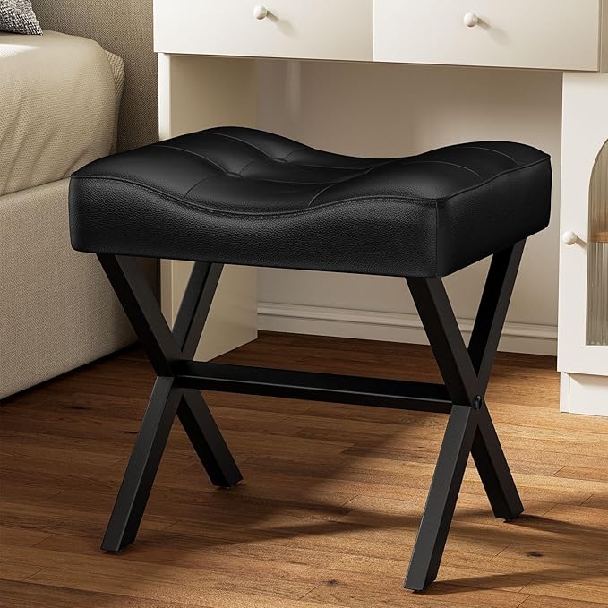 18-Inch Large Leather Vanity Stool, Vanity Chair - Image 2
