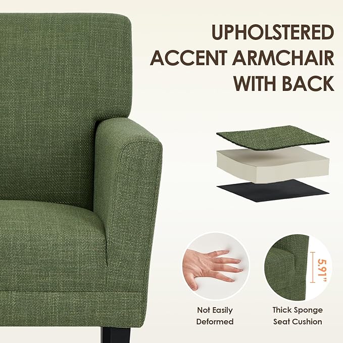 COLAMY Accent Chair Set of 2 for Living Room, Modern Upholstered Fabric Accent - Image 5
