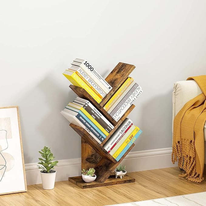 Hoctieon 4 Tier Tree Bookshelf, 4 Shelf Bookcase, Modern Book Storage, Free - Image 5