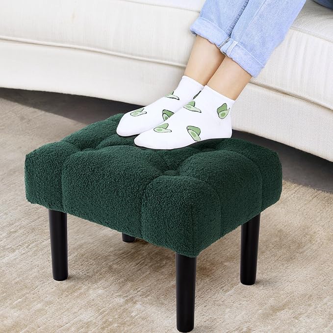 HOUCHICS Fur Padded Foot Stool, Small Ottoman Rest by HOUCHICS