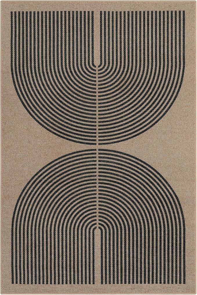 Lahome Modern Rainbow Easy Jute Office Rug, Outdoor Patio Rug 4x6 - Image 7