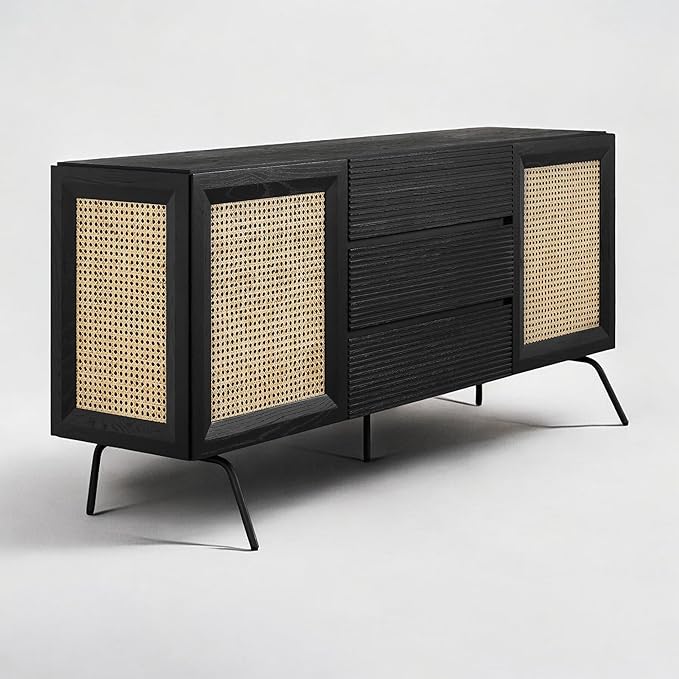 NTC MOSSIC Sideboard with 2 Doors and 3 Drawers, Buffet Cabinet with Natural by NTC