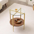 Round Glass End Table, Mid-Century Modern Design Sofa Table by LumFurn