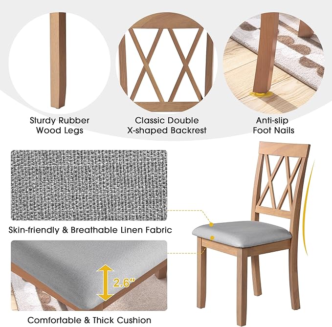 Merax Farmhouse Wood 3-Piece Multifunctional Dining Set, 45.6 inch Extendable - Image 3